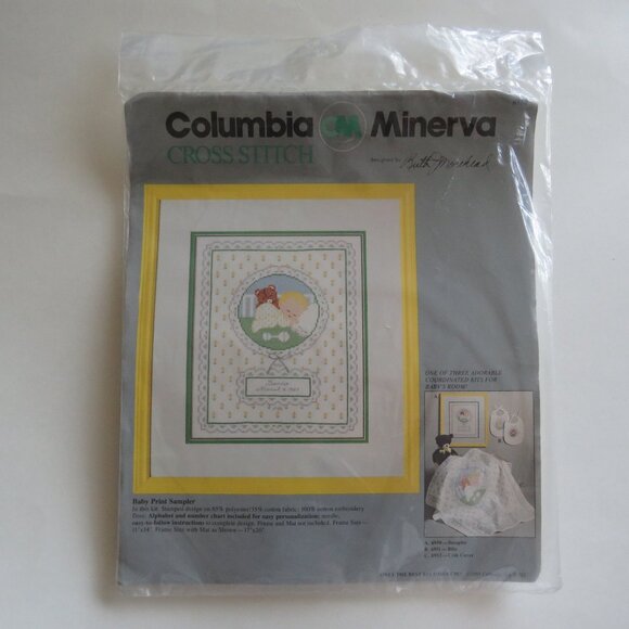 Baby Print Sampler Columbia Minerva Cross Stitch Vintage Kit #6950, 1985 - Picture 1 of 5